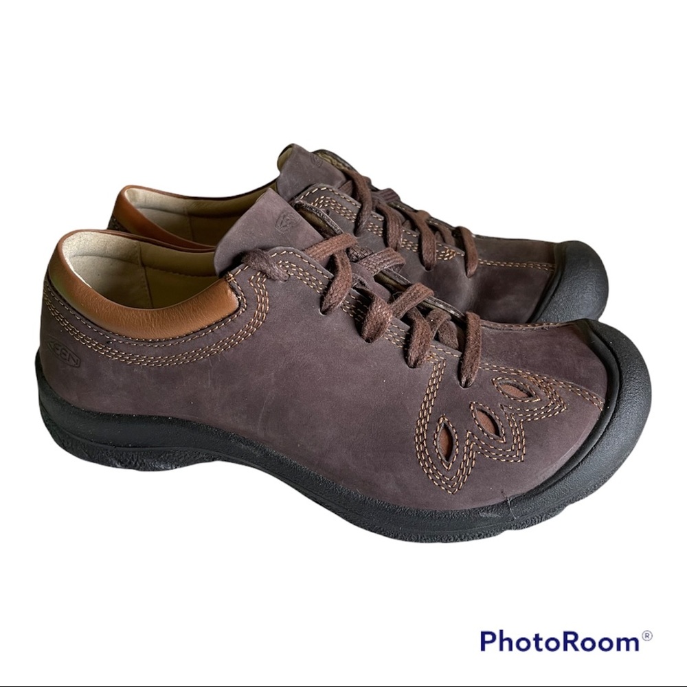 Keen Barika Brown Leather Lace Up Sneaker 1009356 Women's Size US 6.5